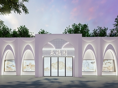 极简餐饮建筑 婚礼门头 现代简约门头 商业门头 会场门头 高级感门头