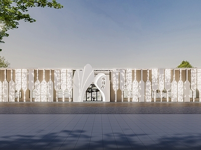 极简餐饮建筑 婚礼会场门头 现代简约门头 高级感建筑外观 现代婚礼门头