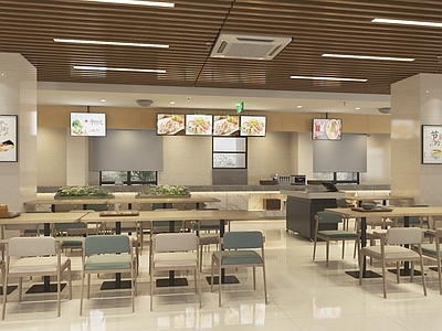 现代简约学生食堂 现代业主食堂 学校食堂员工食堂 餐厅大学食堂 自助餐厅职工餐厅 食物花盆餐桌椅