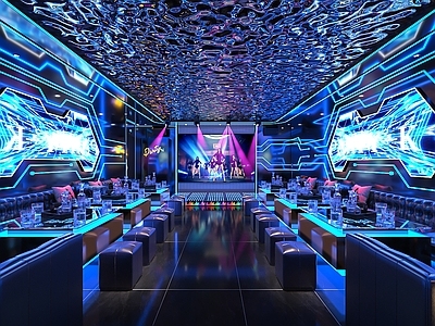 赛博朋克风KTV 轻奢KTV 卡拉OK包间 KTV包厢 唱吧K吧酒吧