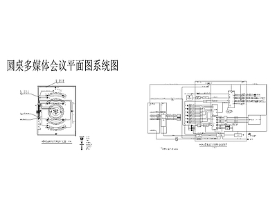其他节点详图 圆桌多媒体 会议平面图系统图