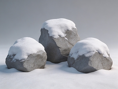 极简景观石 景观石组件 庭院石组件 雪景 美陈 广场石头景观