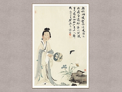 中式挂画 人物画 月上西池 徐乐乐 装饰画