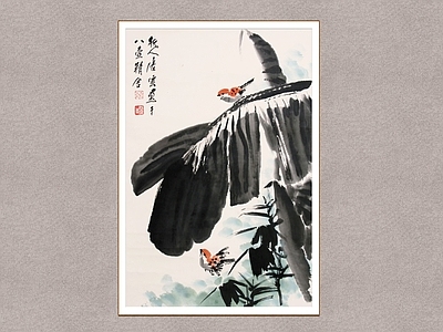 中式挂画 芭蕉麻雀 花鸟画 唐云 装饰画