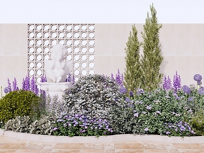 法式庭院小品 庭院花境造景 花园植物景观 造型灌木组合 花卉花池花草 庭院小品雕塑