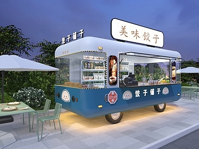 现代简约其他餐饮空间 网红快餐车 夜市餐车 移动餐车