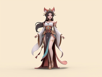 中式虚拟人物 妲己 狐妖 动漫人物 游戏角色 潮玩美陈