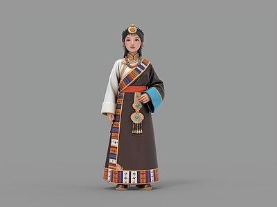 中式虚拟人物 藏族服饰 藏族少女 藏族女孩