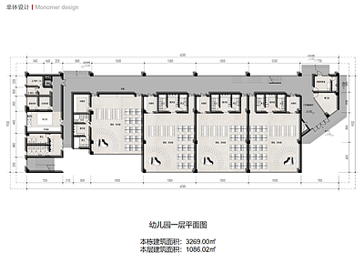 幼儿园建筑 现代风格幼儿园 12班幼儿园 幼儿园平面图