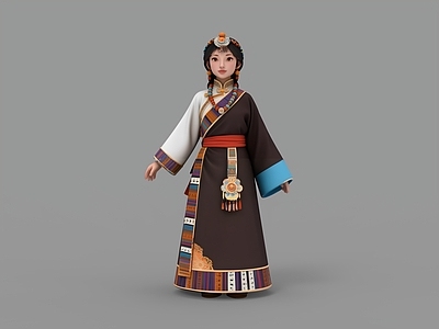 中式虚拟人物 藏族少女 藏族女孩 藏族服饰