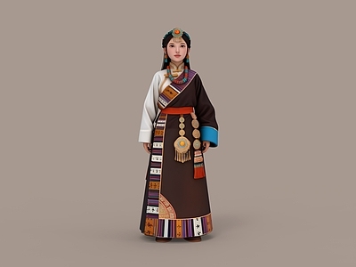 中式虚拟人物 藏族服饰 藏族少女 藏族女孩