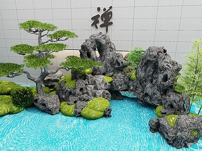 禅意假山水景 假山石头 水景喷泉