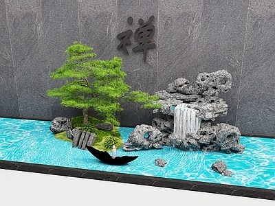 禅意假山水景 假山石头 水景喷泉