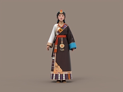 中式虚拟人物 藏族服饰 藏族少女 藏族女孩