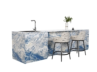轻奢吧台 吧台 吧椅 中岛柜 大理石吧台