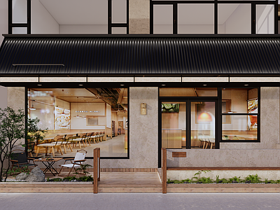 日式中餐厅 中餐厅门头 新中式门头