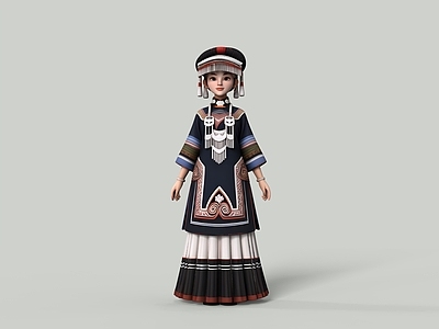 中式虚拟人物 彝族美女 彝族服装 彝族少女