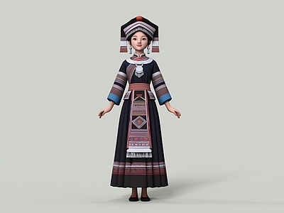 中式虚拟人物 彝族美女 彝族服饰 彝族少女