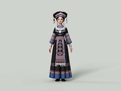 中式虚拟人物 苗族少女 苗族美女 苗族服饰
