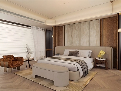 轻奢家居卧室 老钱风主卧