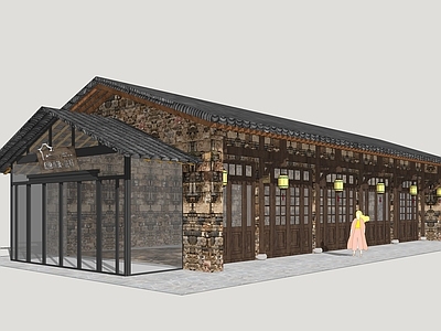 中式餐饮建筑 民宿建筑 山地民宿建筑 民宿改造建筑