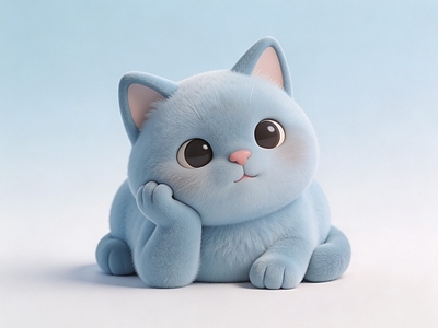 雕塑摆件 小蓝猫 雕塑 懒猫 摆件 美陈