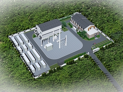 新中式变配电站 光伏发电项目 新中式建筑 围墙