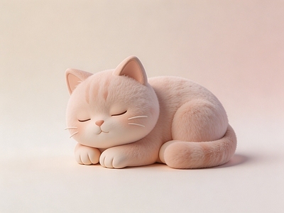 奶油风雕塑摆件 雕塑 小猫 美陈 AI渲染 摆件