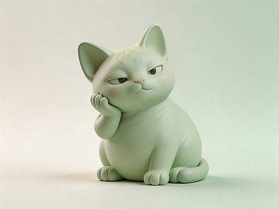 极简雕塑摆件 猫 雕塑 美陈 摆件 AI渲染
