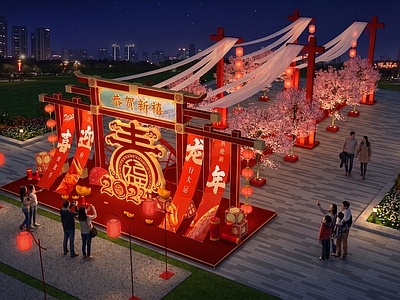 新中式春节美陈 新年新春国潮美陈 新中式美陈拱门 网红打卡点
