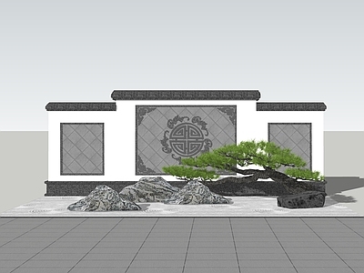 新中式景观景墙 中式景墙 庭院造型景墙 影壁墙 景墙 浮雕墙