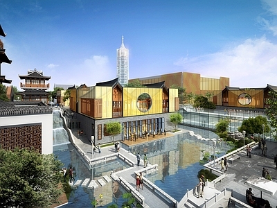 新中式商业街 新中式商业街 体验式商业街 丰富空间变化 寺庙建筑