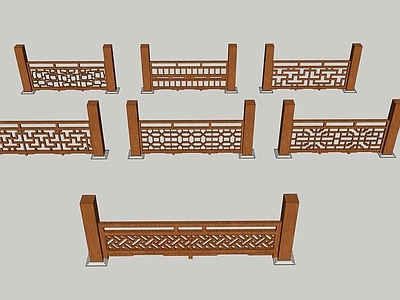 中式围栏护栏 中式围栏护栏 古建筑栏杆 木围栏