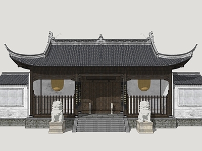 中式古建古建筑 古建筑民居 入户大门 传统四合院 古民居院门