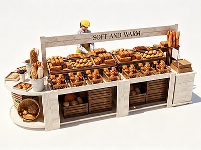 原木风食品展台 面包展示柜