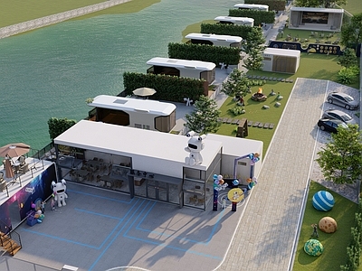 现代简约房车营地 户外营地 太空舱营地 太空舱 露营基地