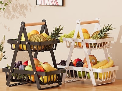 现代简约厨房用品 果篮 水果 挂画 边柜 摆件