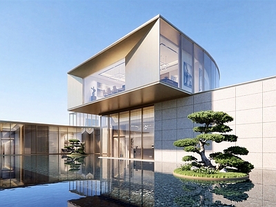 极简展览馆建筑 艺术展览馆 文化展览馆