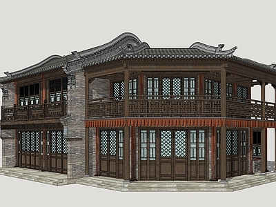 中式古建商业街 怀旧商业建筑 年代商业建筑