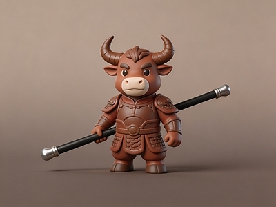 中式雕塑摆件 Q版西游记牛魔王 牛魔王 奶油风牛魔王