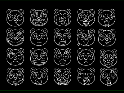 动物 现代简笔动物 熊猫玩偶玩具 彩绘笔画施工图
