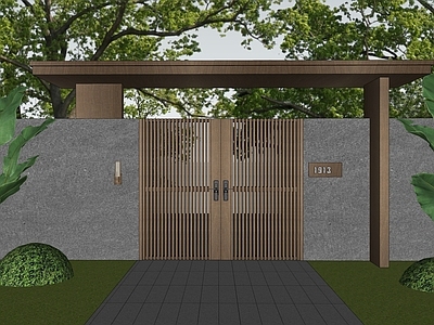 新中式景观入口大门 现代大门 庭院大门