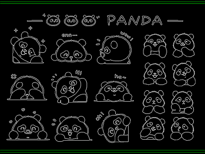 动物 现代简笔动物 熊猫玩偶玩具 彩绘壁画施工图