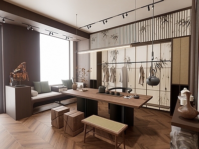 新中式工作室 中式 服装店 接待室