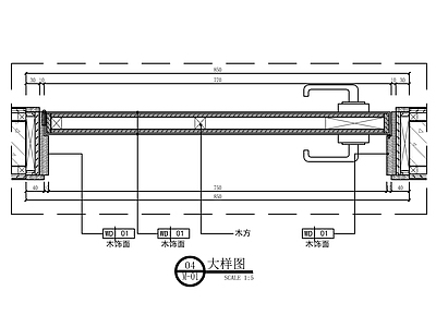 推拉门节点 木质门大样图