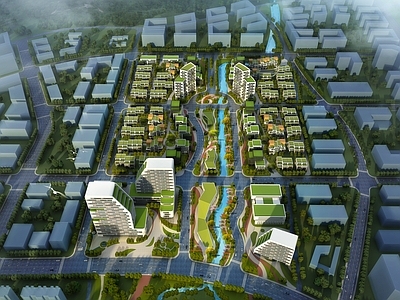 现代主义产业园办公楼 产业园 商墅办公 高层公寓 地景建筑 现代风格