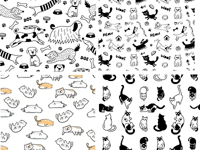 其他图库 花纹 动物 小猫 线稿 贴图