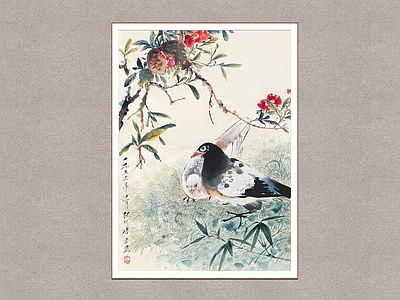 中式挂画 鸽子 唐云 花鸟画 装饰画