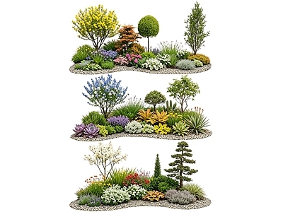 现代主义花境 2D花境植物组团 花卉花镜 花草镜植物组合 花草花丛 地被花灌木球