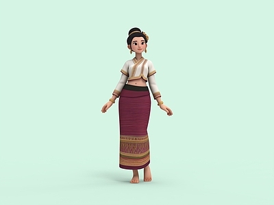 中式虚拟人物 傣族美女 傣族服饰 傣族